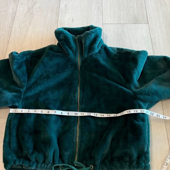 Sans Souci Green Faux Fur bomber jacket size s - Picture 3 of 7